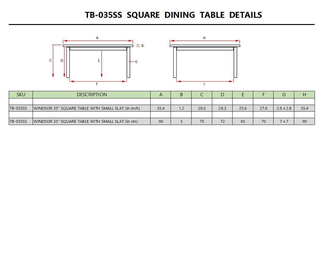 Anderson Teak Windsor 35″ Square Bistro Table – Solid Teak Outdoor Patio Table