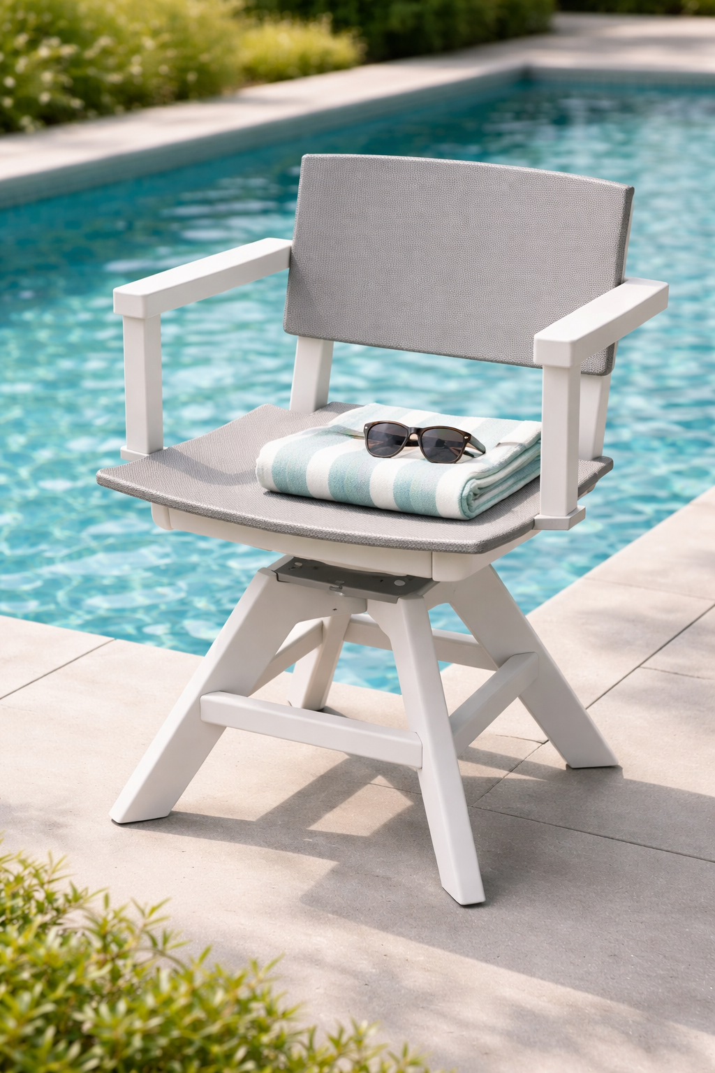 Seaside SYM 23″ Square - Outdoor Swivel Dining Arm Chair