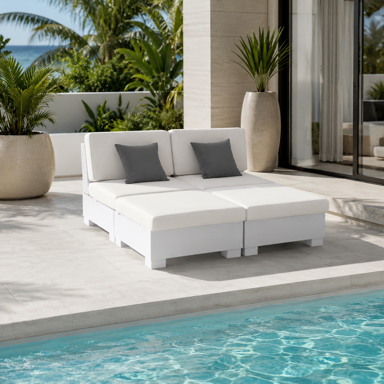 Signature Sectional 4 Piece Sun Chair Luxury Outdoor Modular Lounge Seating