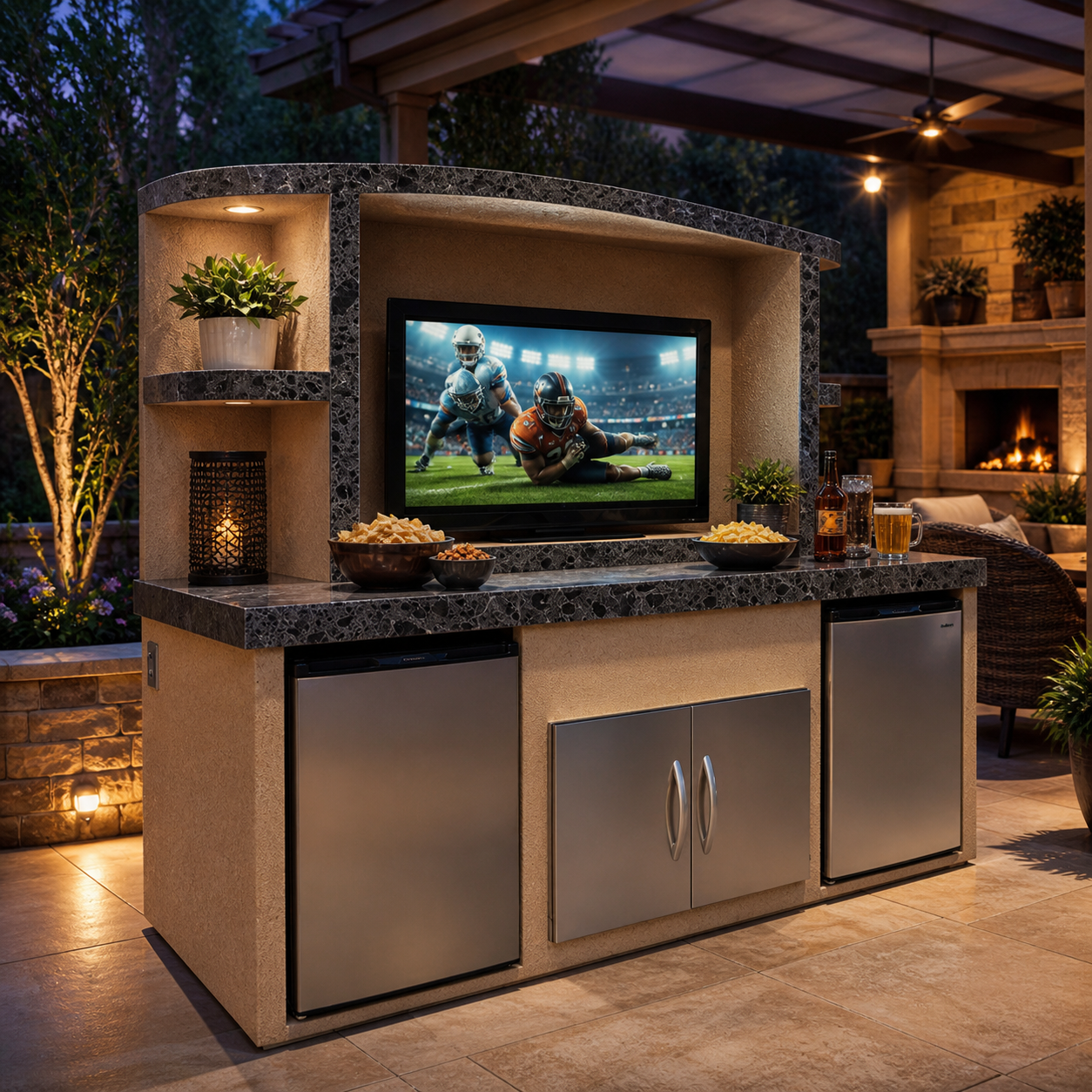 Cal Flame ODC-1 Paradise Outdoor Entertainment Center – TV & Dual Fridges
