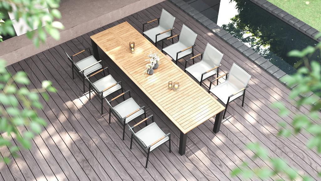 Alzette Dining Armchair SS Powder Coated - Ambiance Image~~