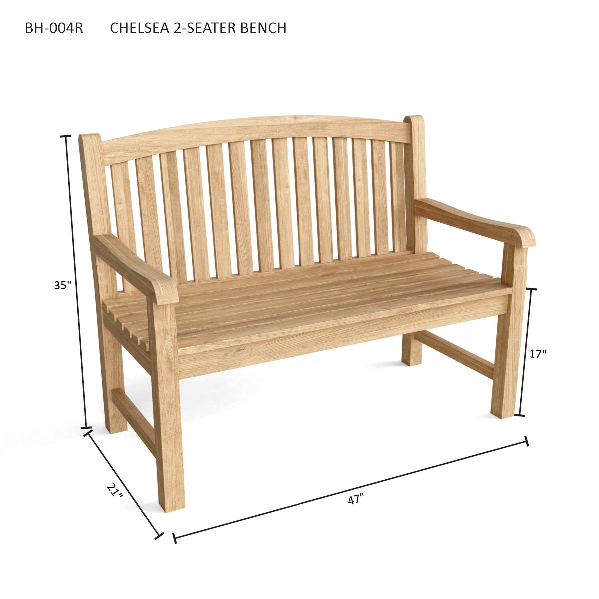 Anderson Teak Chelsea 2-Seater Bench – Solid Teak Outdoor Garden Bench