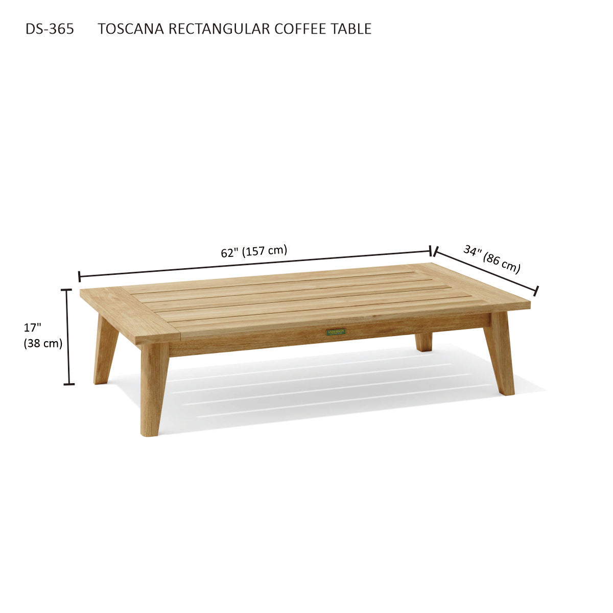 Anderson Teak Toscana Rectangular Coffee Table – Solid Teak Outdoor Patio Table