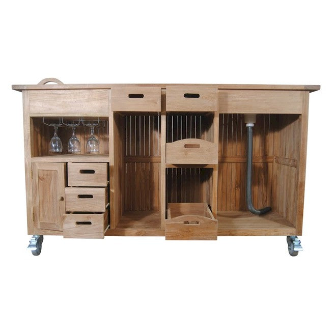 Anderson Teak Safari Bar Table – Teak Outdoor Patio Bar & Serving Station