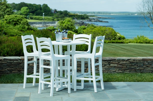 Seaside Coastline Cafe Round Bar Table – Outdoor Bar Height Patio Table