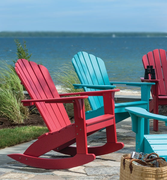 Seaside Coastline Harbor View Adirondack Rocker – Outdoor Rocking Chair