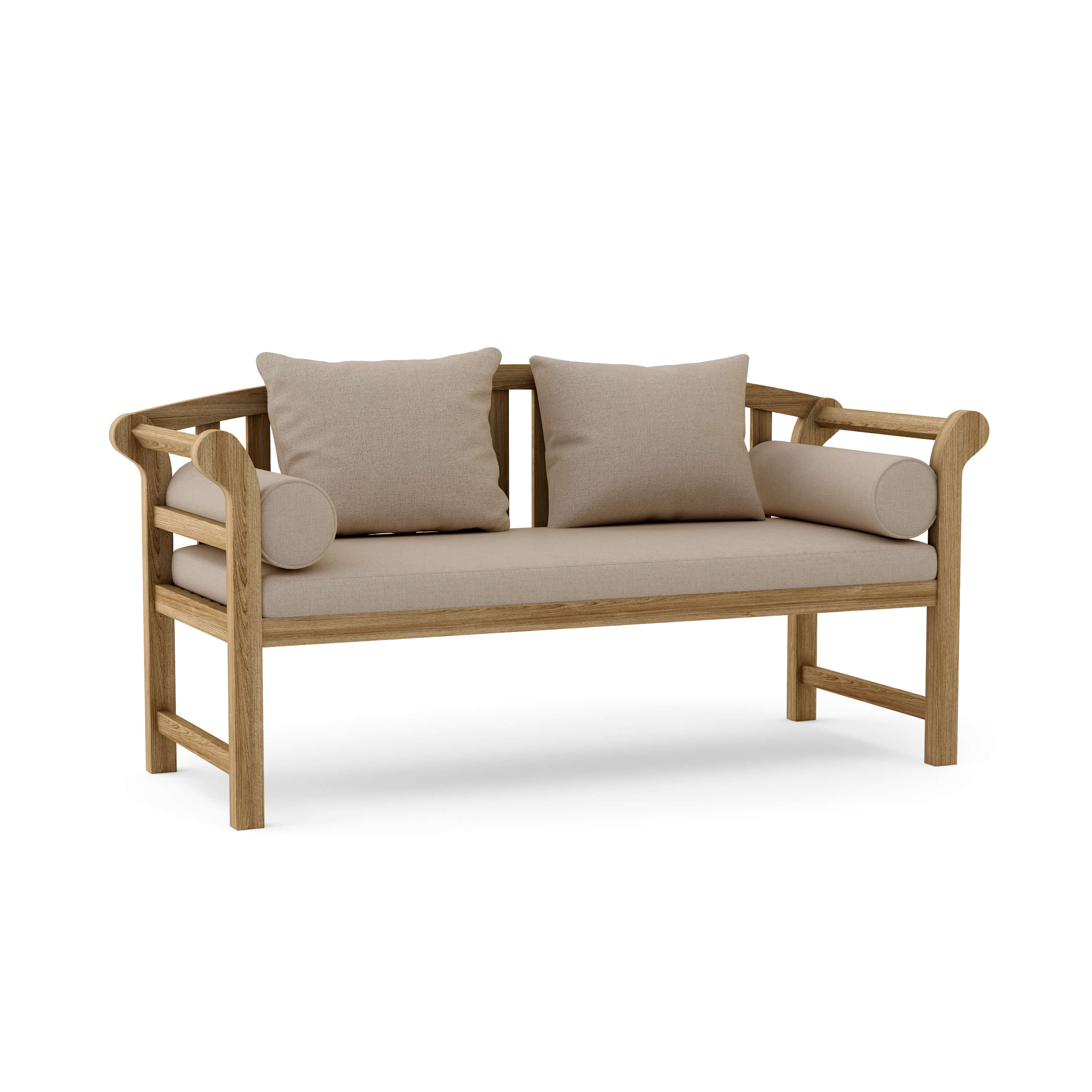 Anderson Teak Brisbane Deep Seating Bench – Solid Teak Outdoor Lounge Bench with Cushions