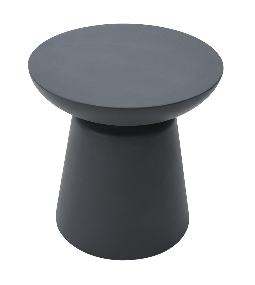 Elementi Home Kylix 20″ Round Slate Black Concrete Side Table