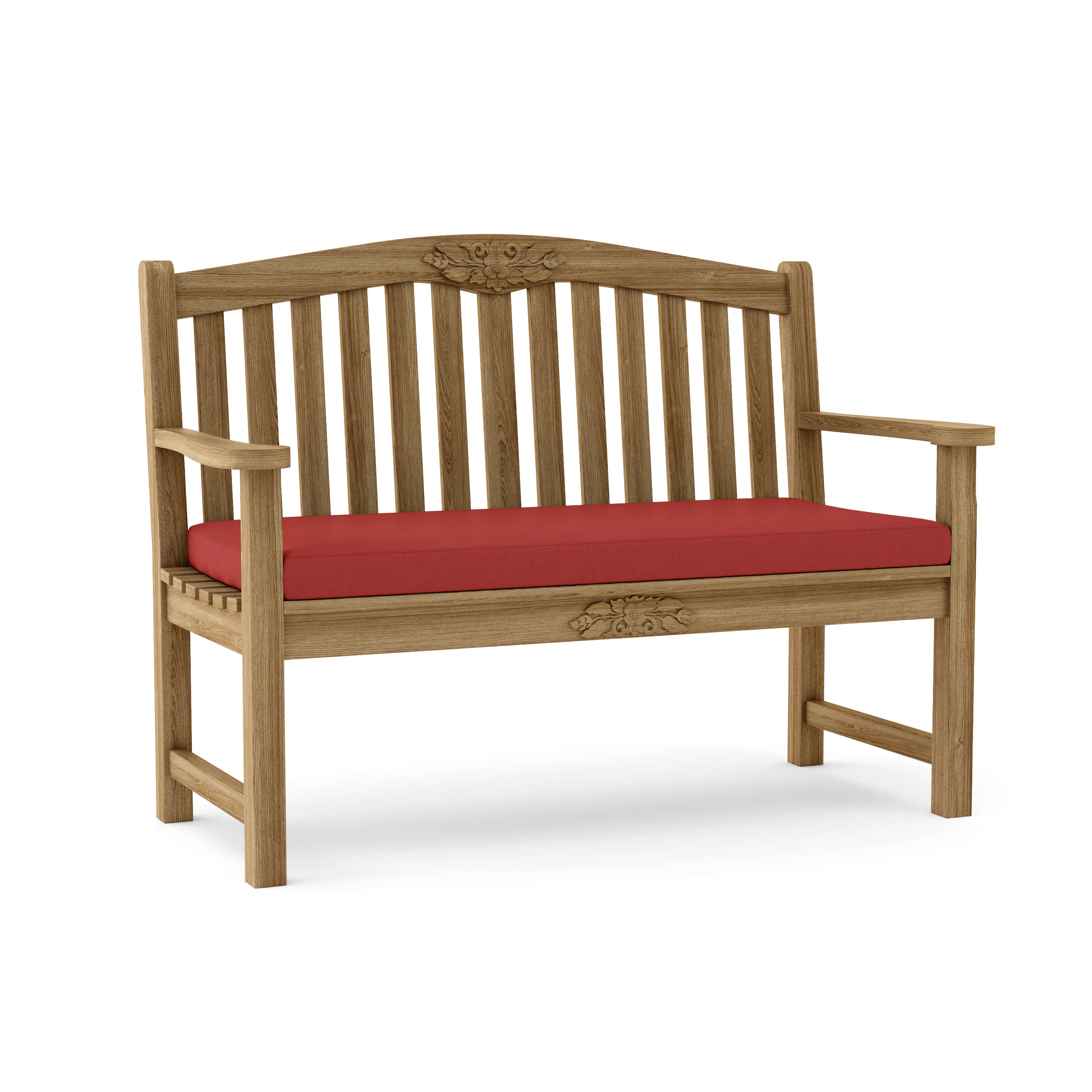 Anderson Teak Rose 50″ Round Bench – Hand-Carved Solid Teak Outdoor Garden Bench