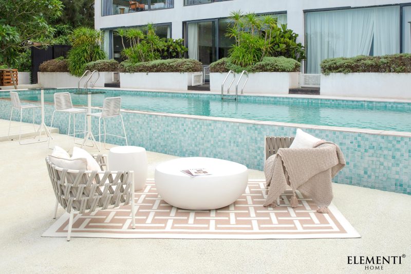 Elementi Ikaria 42″ Egg Shape Concrete Coffee Table