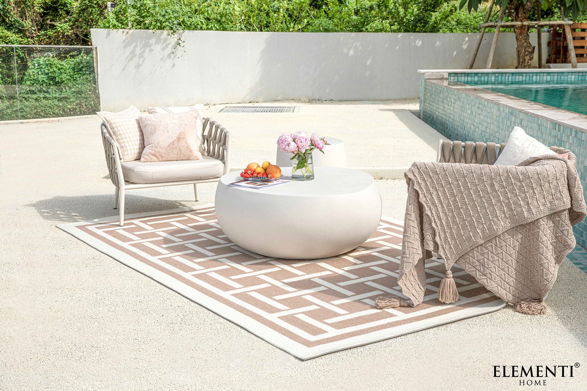 Elementi Ikaria 42″ Egg Shape Concrete Coffee Table