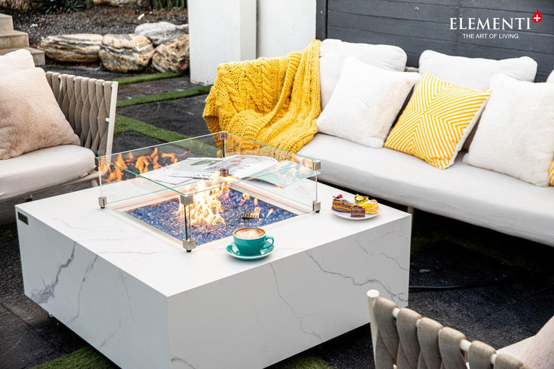 Elementi Plus Bianco Porcelain Fire Table