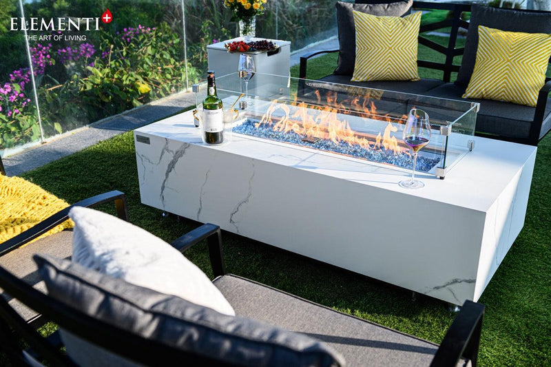 Elementi Plus Carrara Porcelain Fire Table