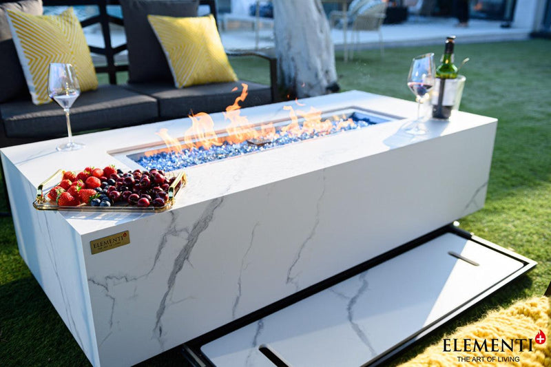 Elementi Plus Carrara Porcelain Fire Table
