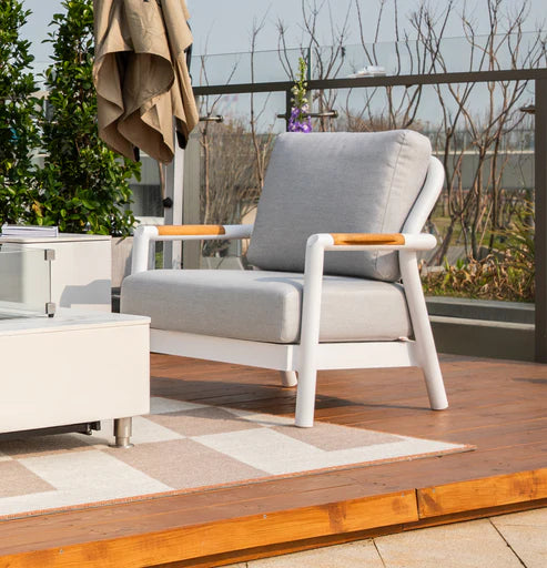 Elementi Santorini 33″ Square Aluminum Teak Outdoor Lounge Chair