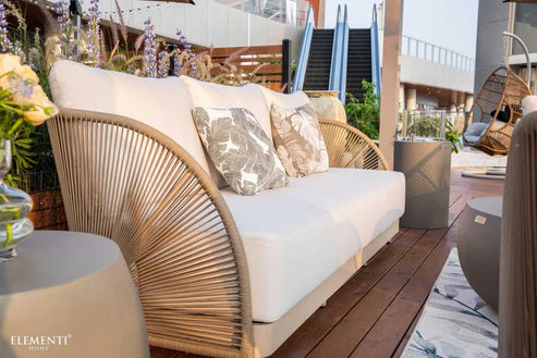 Elementi Malibu 89″ Rectangular Aluminum Teak Outdoor 3-Seat Sofa