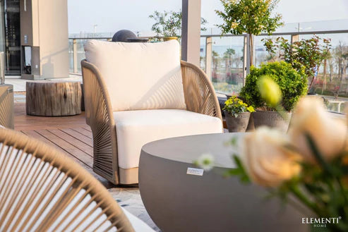 Elementi Malibu 30″ Square Aluminum Teak Outdoor Swivel Chair