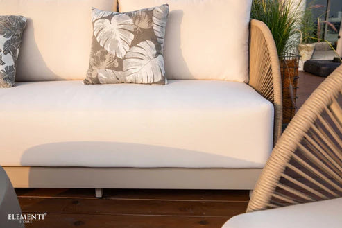 Elementi Malibu 89″ Rectangular Aluminum Teak Outdoor 3-Seat Sofa