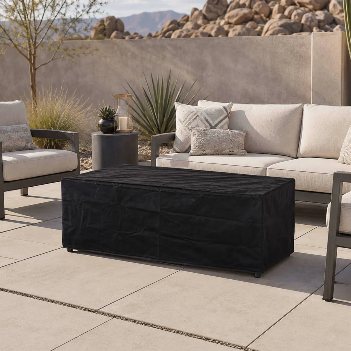 Flame Havens 68" x 30" Rectangle GFRC Concrete Propane Gas Fire Pit with Hidden Tank Drawer