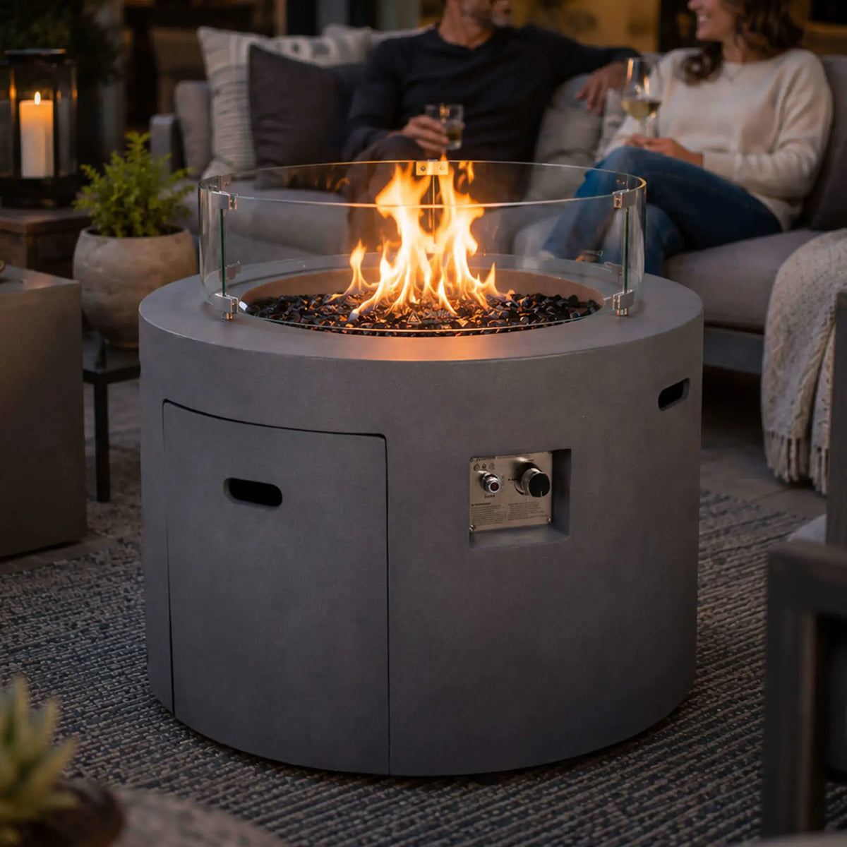 Flame Havens 36” Round Propane Gas GFRC Fire Pit