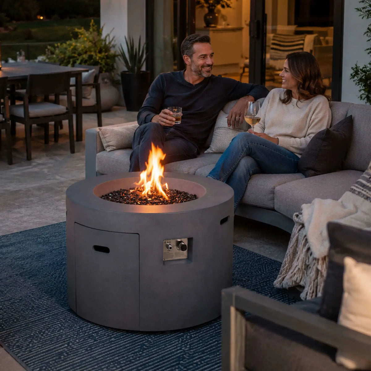 Flame Havens 36” Round Propane Gas GFRC Fire Pit