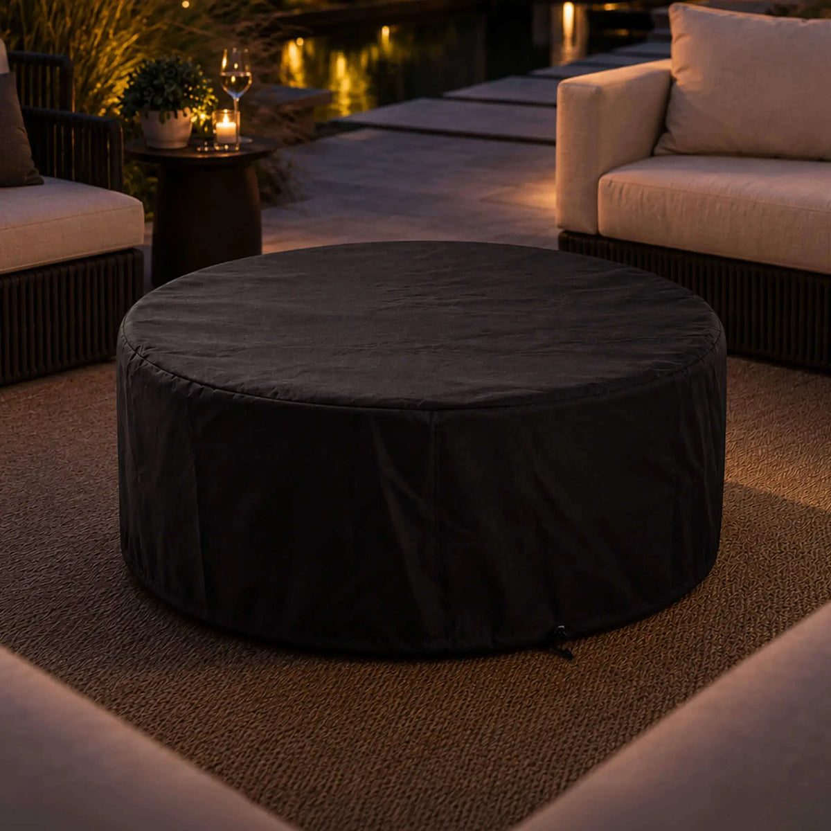 Flame Havens 43" Round GFRC Concrete Natural Gas Fire Pit