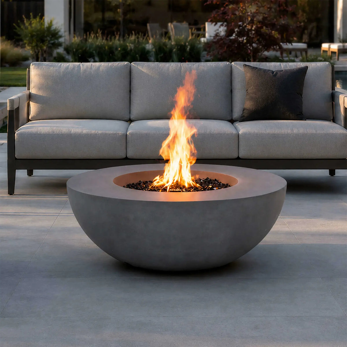 Flame Havens 43" Round GFRC Concrete Natural Gas Fire Pit