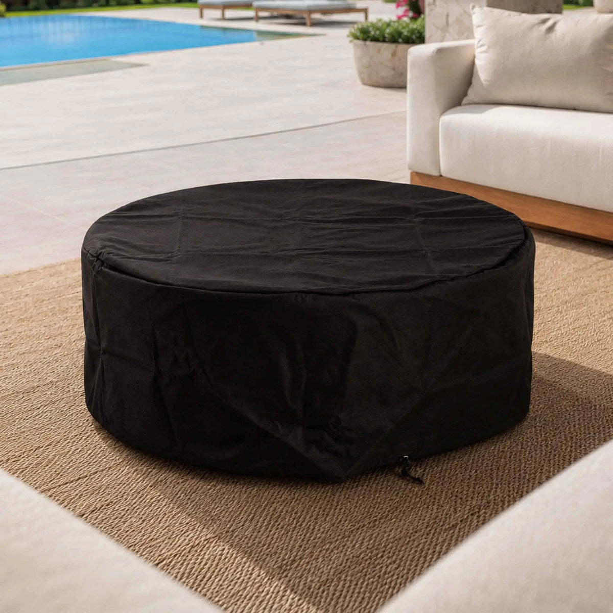 Flame Havens 43" Round GFRC Concrete Natural Gas Fire Pit