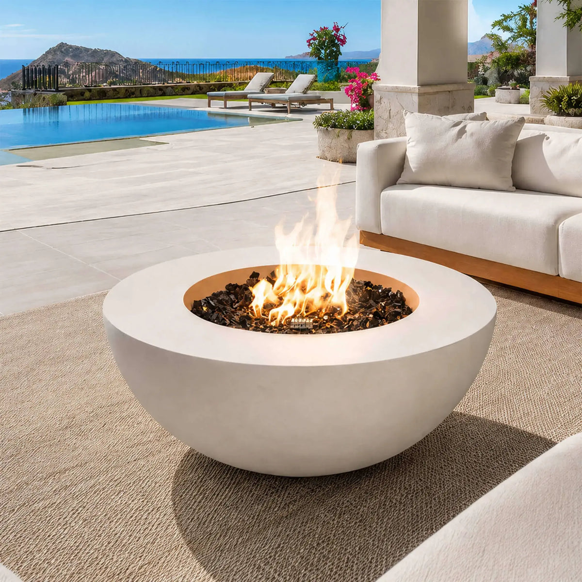 Flame Havens 43" Round GFRC Concrete Natural Gas Fire Pit