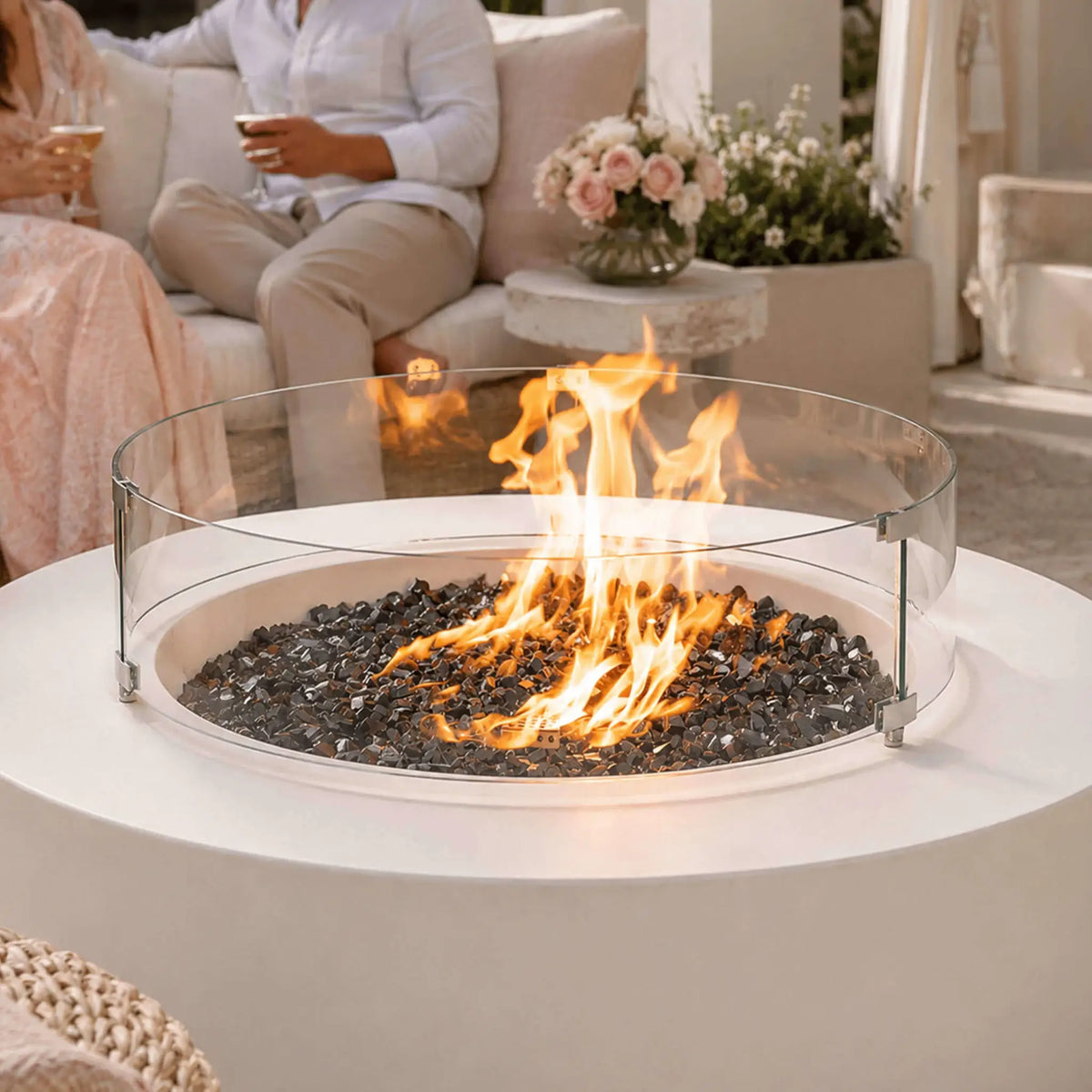 Flame Havens 28" Diameter x 7" Tall Tempered Glass Wind Guard