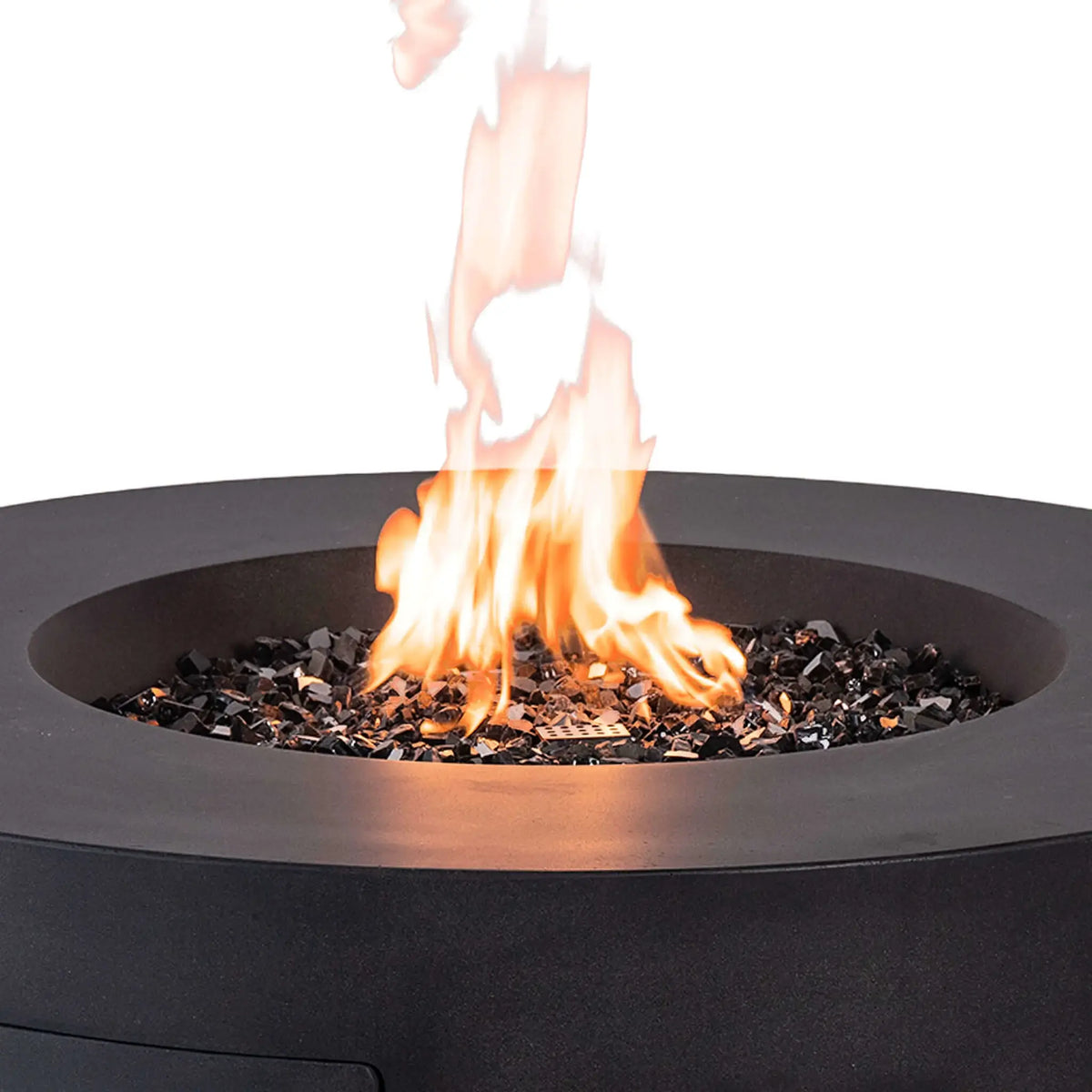 Flame Havens 43" Round GFRC Concrete Propane Gas Fire Pit with Hidden Tank Drawer