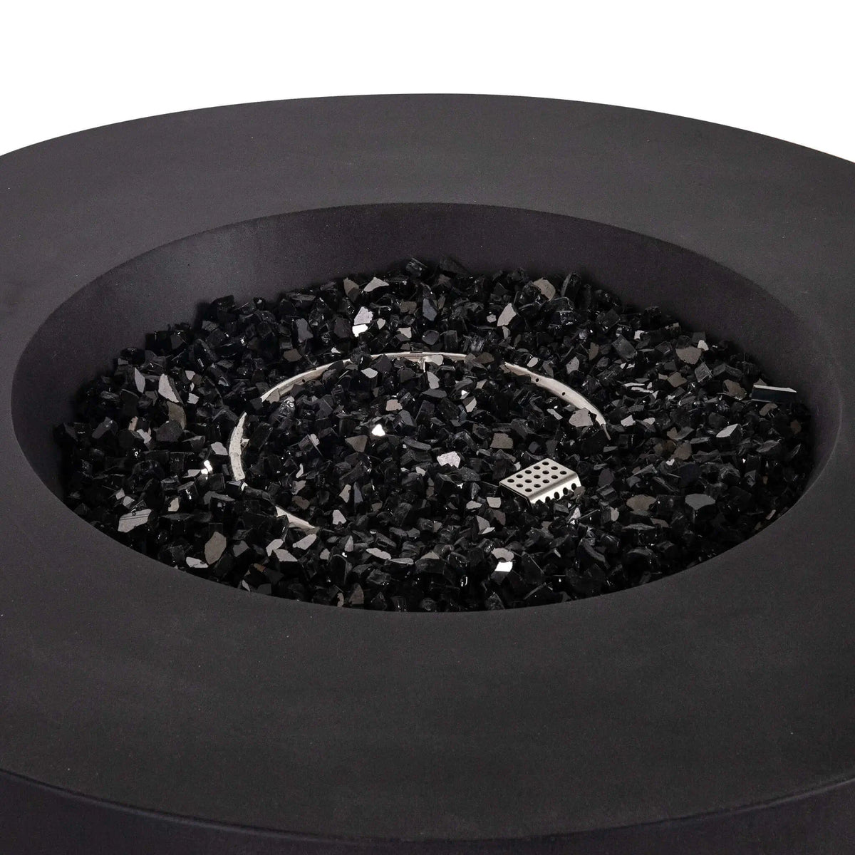Flame Havens 43" Round GFRC Concrete Propane Gas Fire Pit with Hidden Tank Drawer
