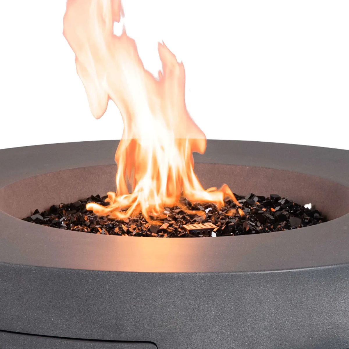 Flame Havens 43" Round GFRC Concrete Propane Gas Fire Pit with Hidden Tank Drawer