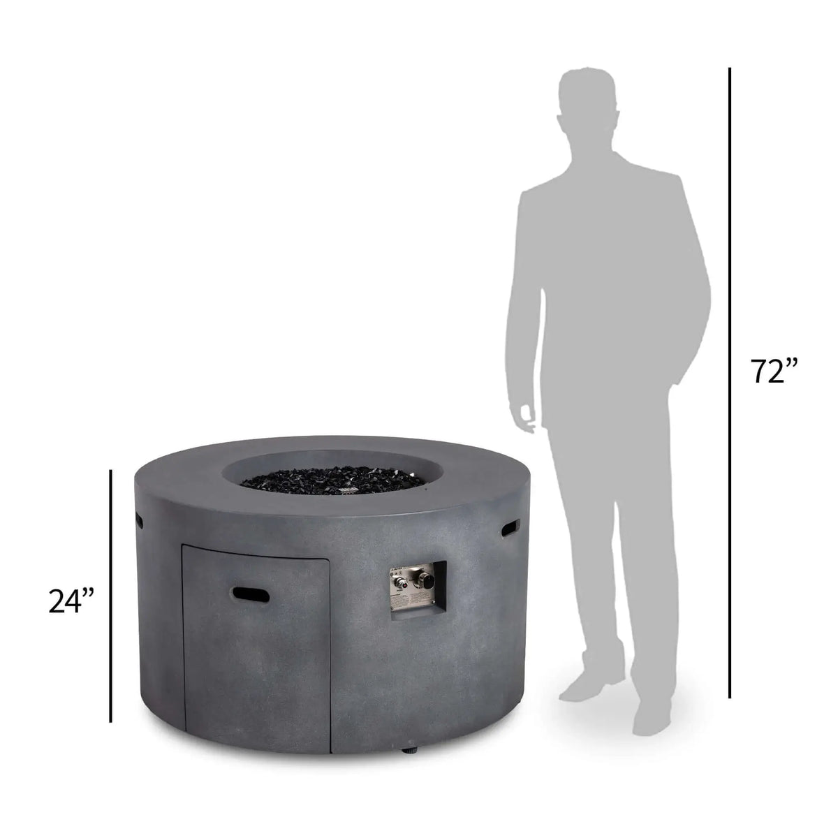 Flame Havens 43" Round GFRC Concrete Propane Gas Fire Pit with Hidden Tank Drawer