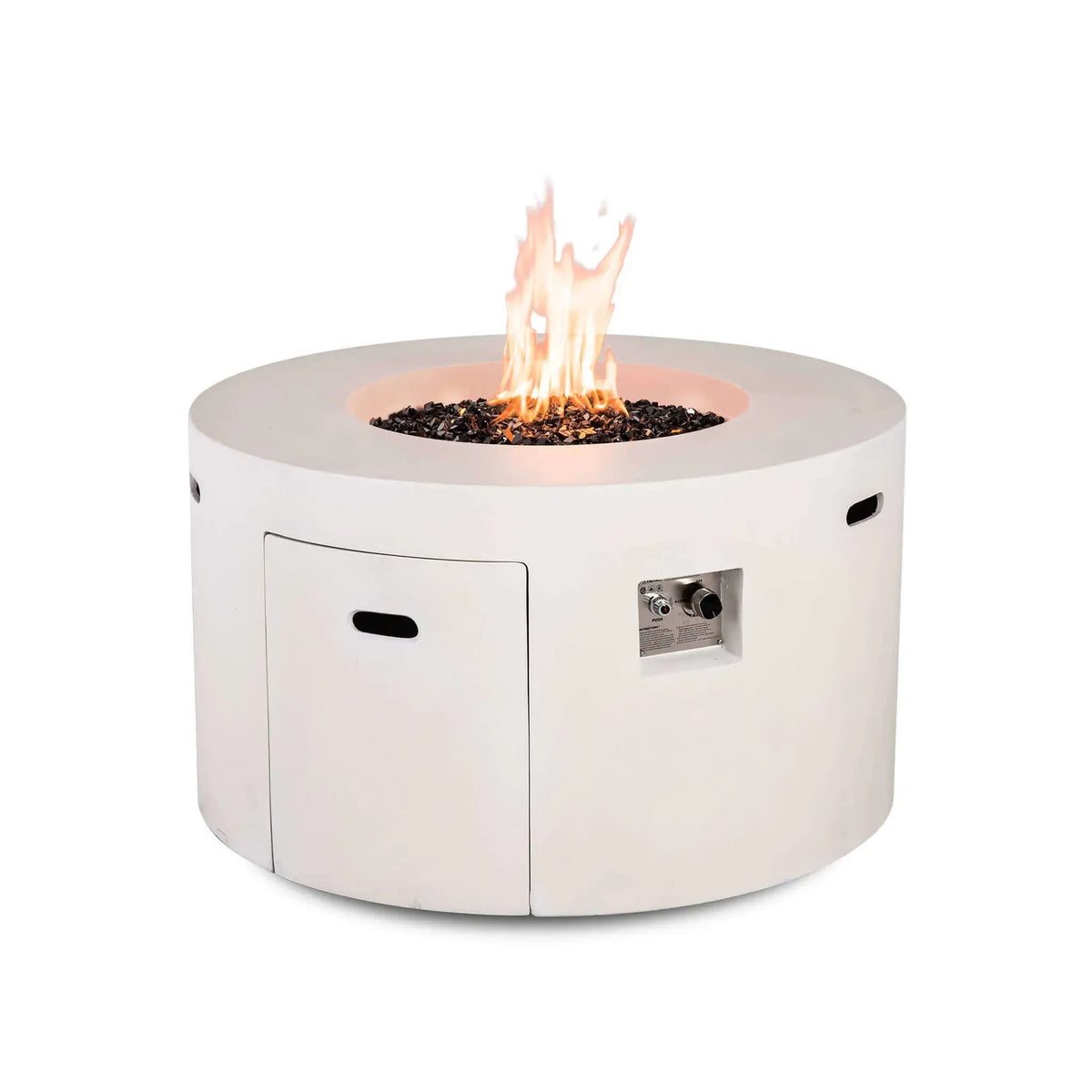 Flame Havens 43" Round GFRC Concrete Propane Gas Fire Pit with Hidden Tank Drawer