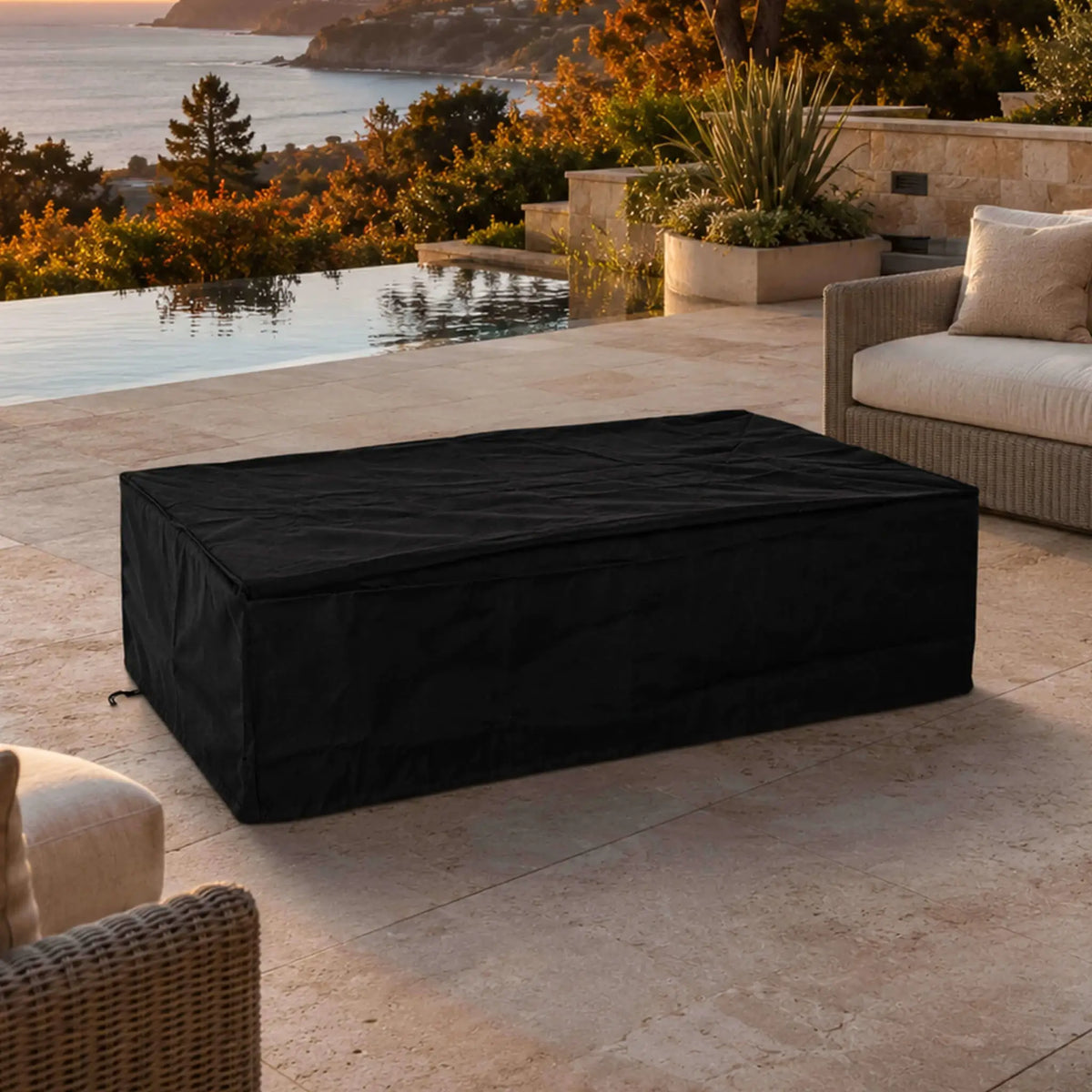 Flame Havens 56" x 30" Rectangle GFRC Concrete Natural Gas Fire Pit