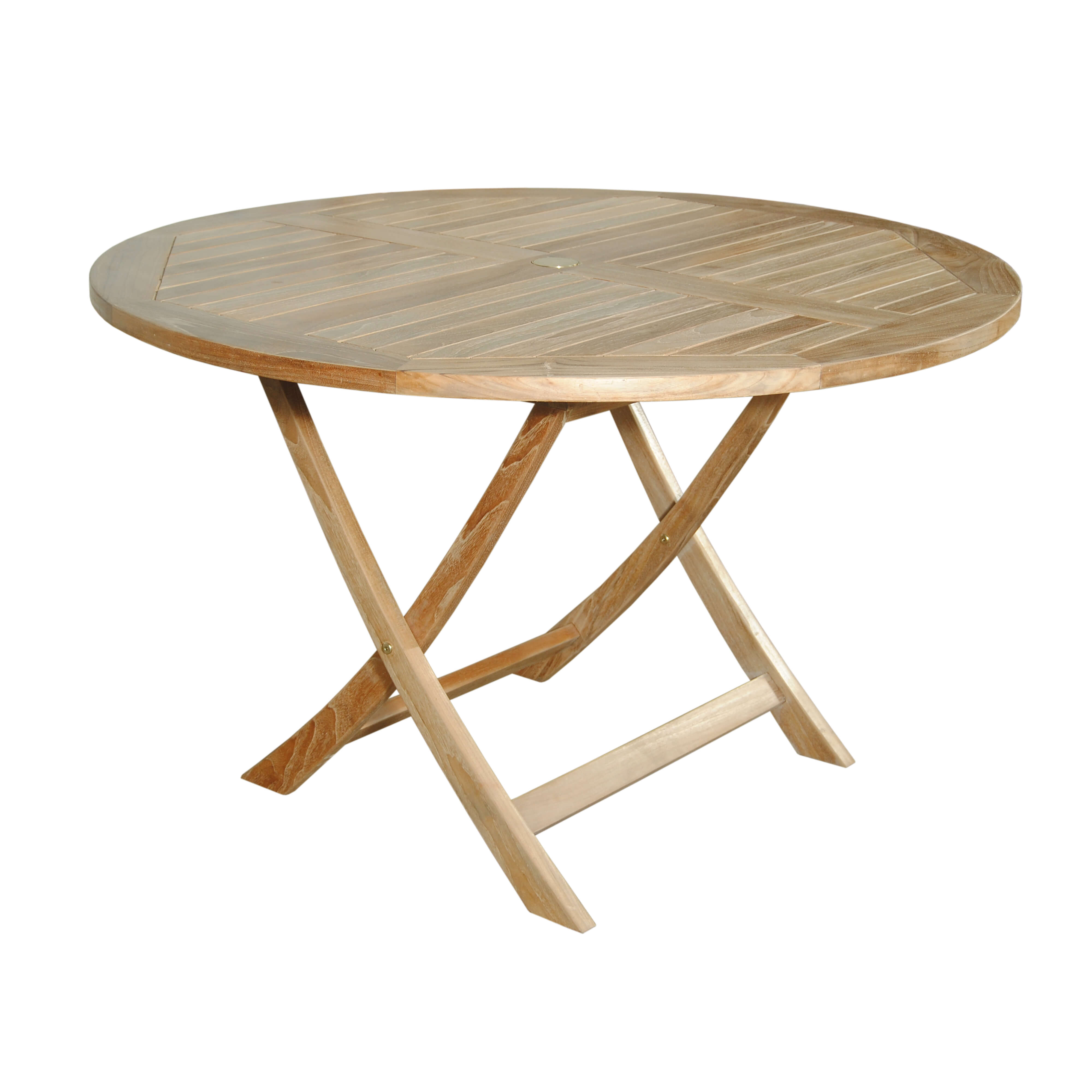 Anderson Teak Bahama 47″ Round Folding Table – Solid Teak Outdoor Patio Table