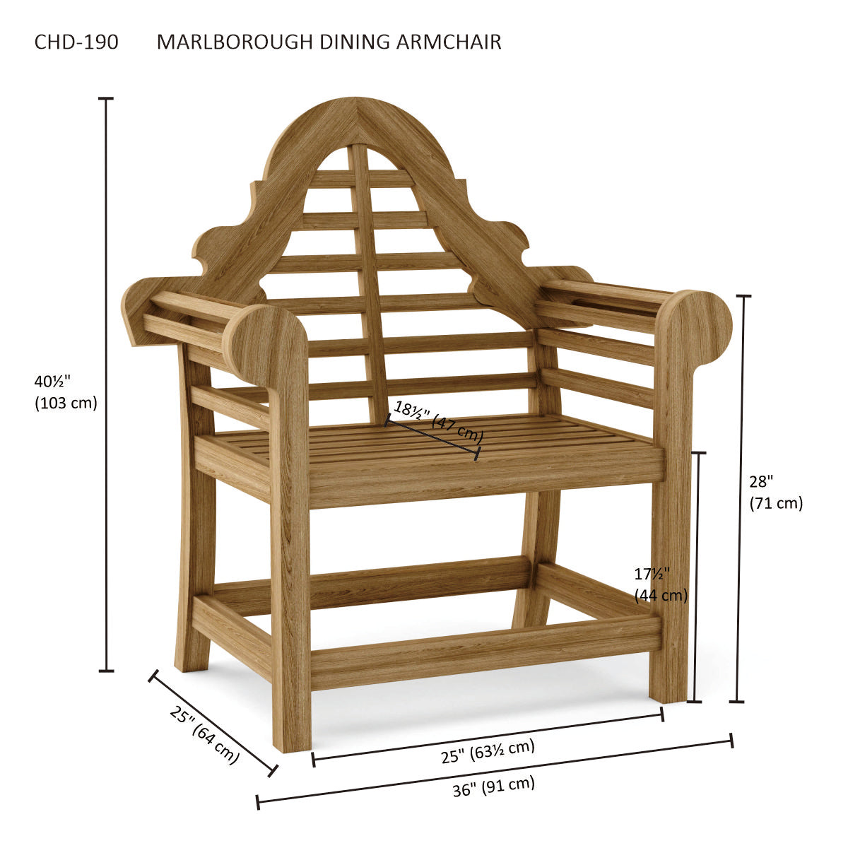 Anderson Teak Marlborough Dining Armchair – Classic Teak Outdoor Seating