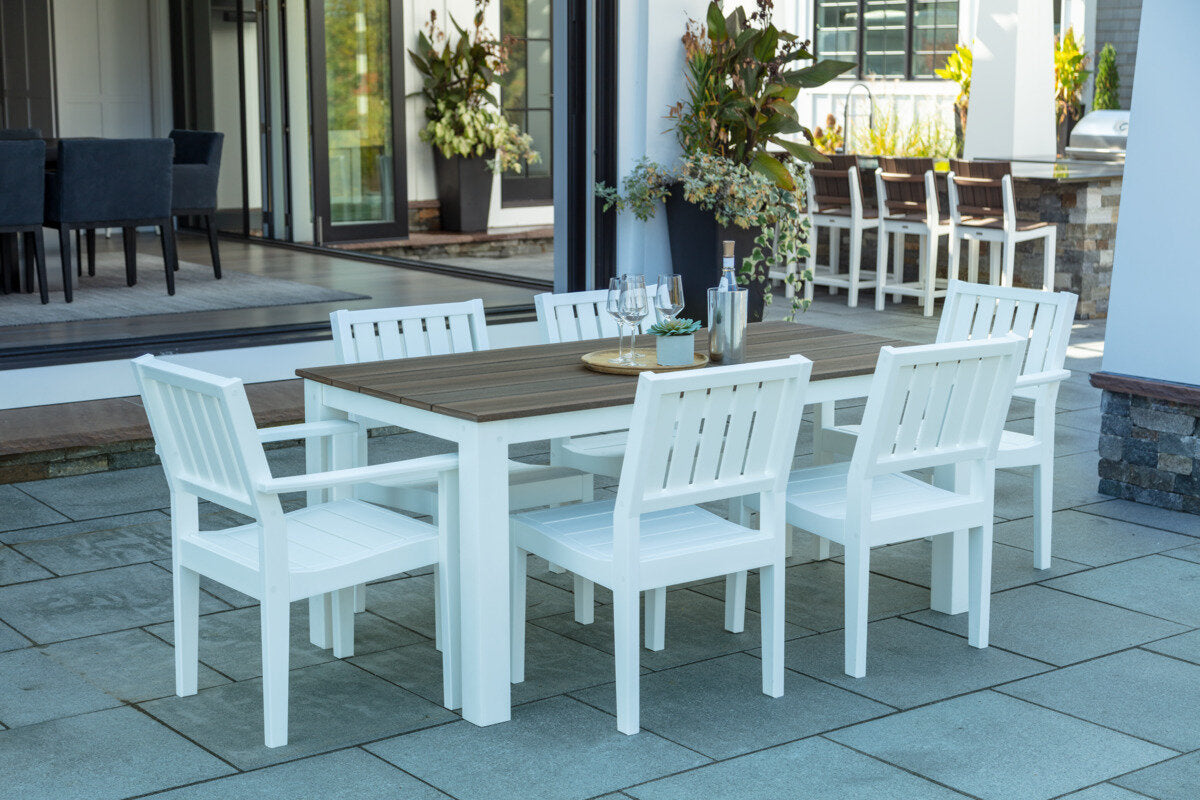 Seaside Greenwich Dining Arm Chair Slatted – Modern Outdoor Patio Seating