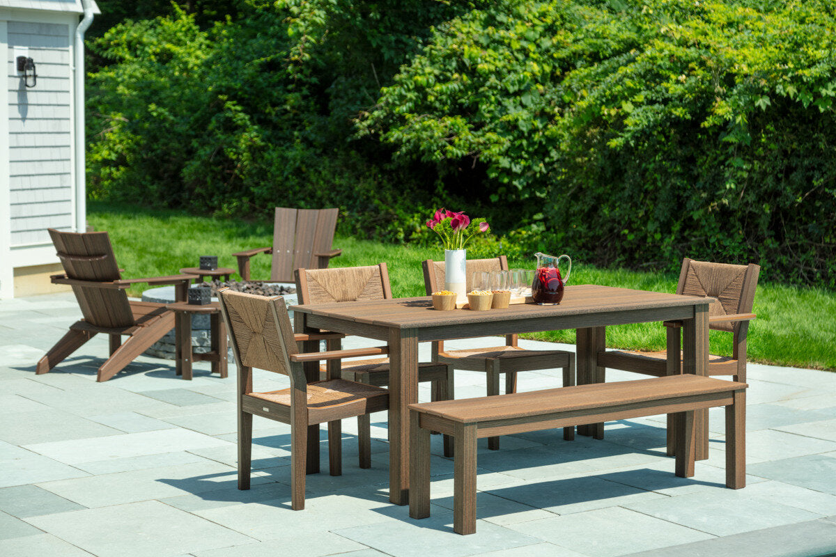 Seaside Greenwich 60″ Dining Bench Slatted – Modern Outdoor Patio Seating