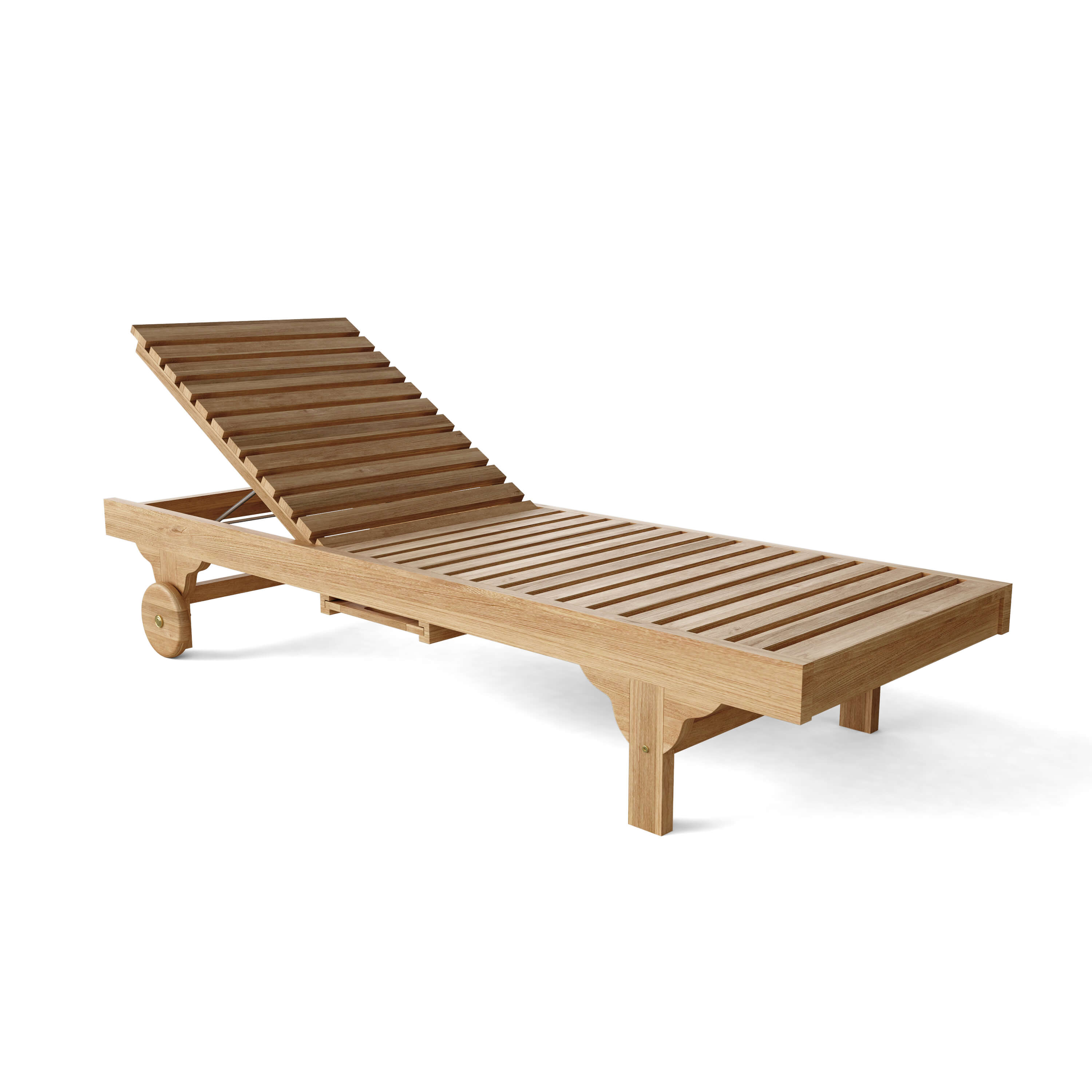 Anderson Teak Capri Teak Outdoor Sun Lounger Set of 4 with Sliding Tray & Wheels