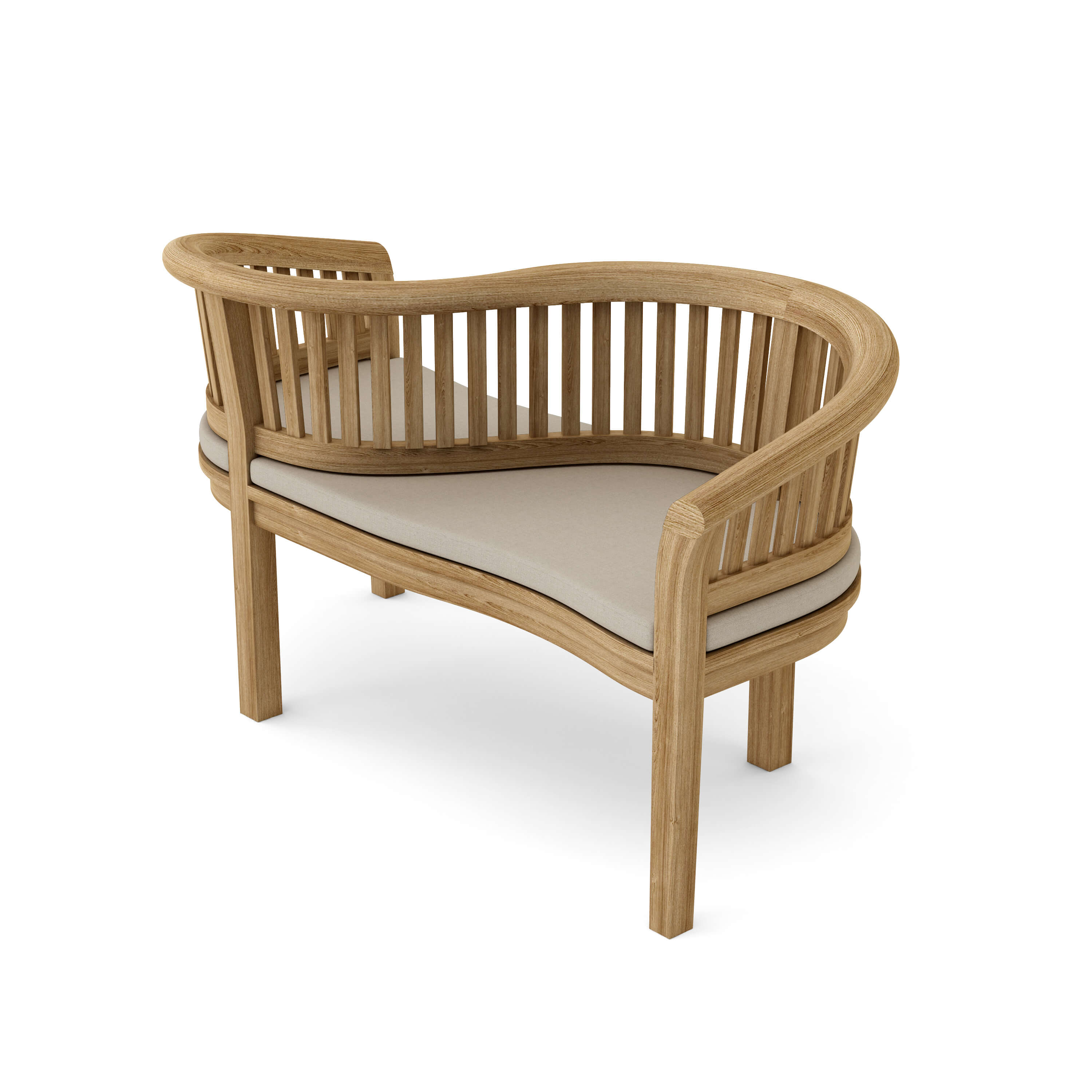Anderson Teak Curve Love Seat Bench – Solid Teak Outdoor Peanut-Style Garden Bench