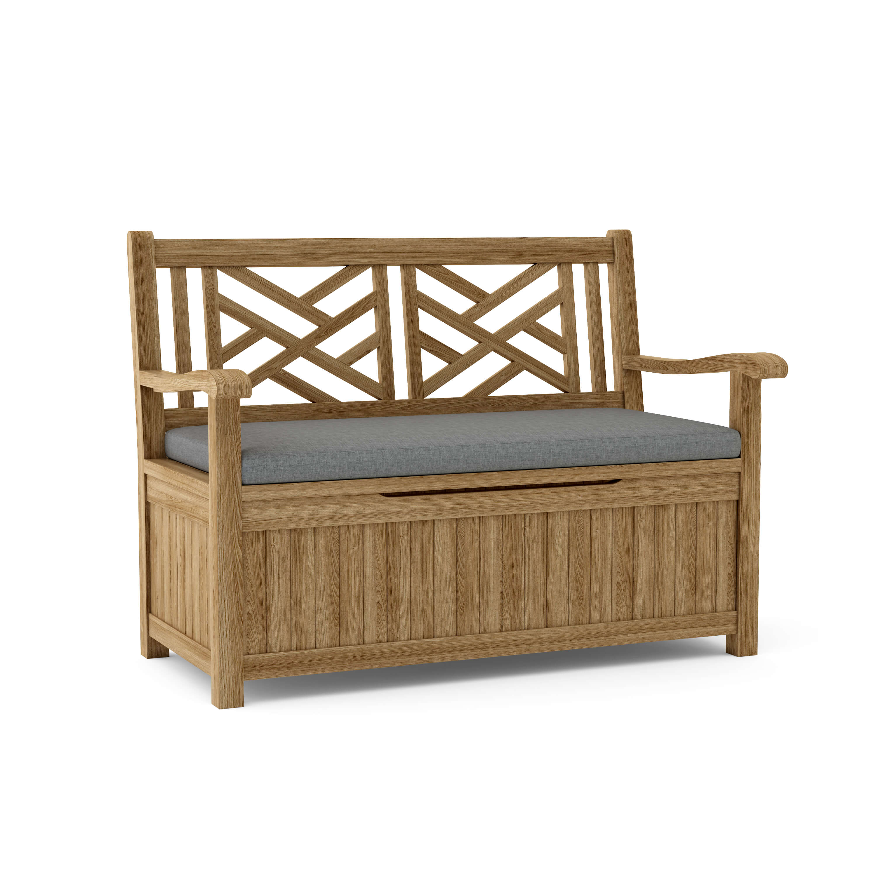 Anderson Teak Vilano Storage Bench – Solid Teak Outdoor Bench with Hidden Storage