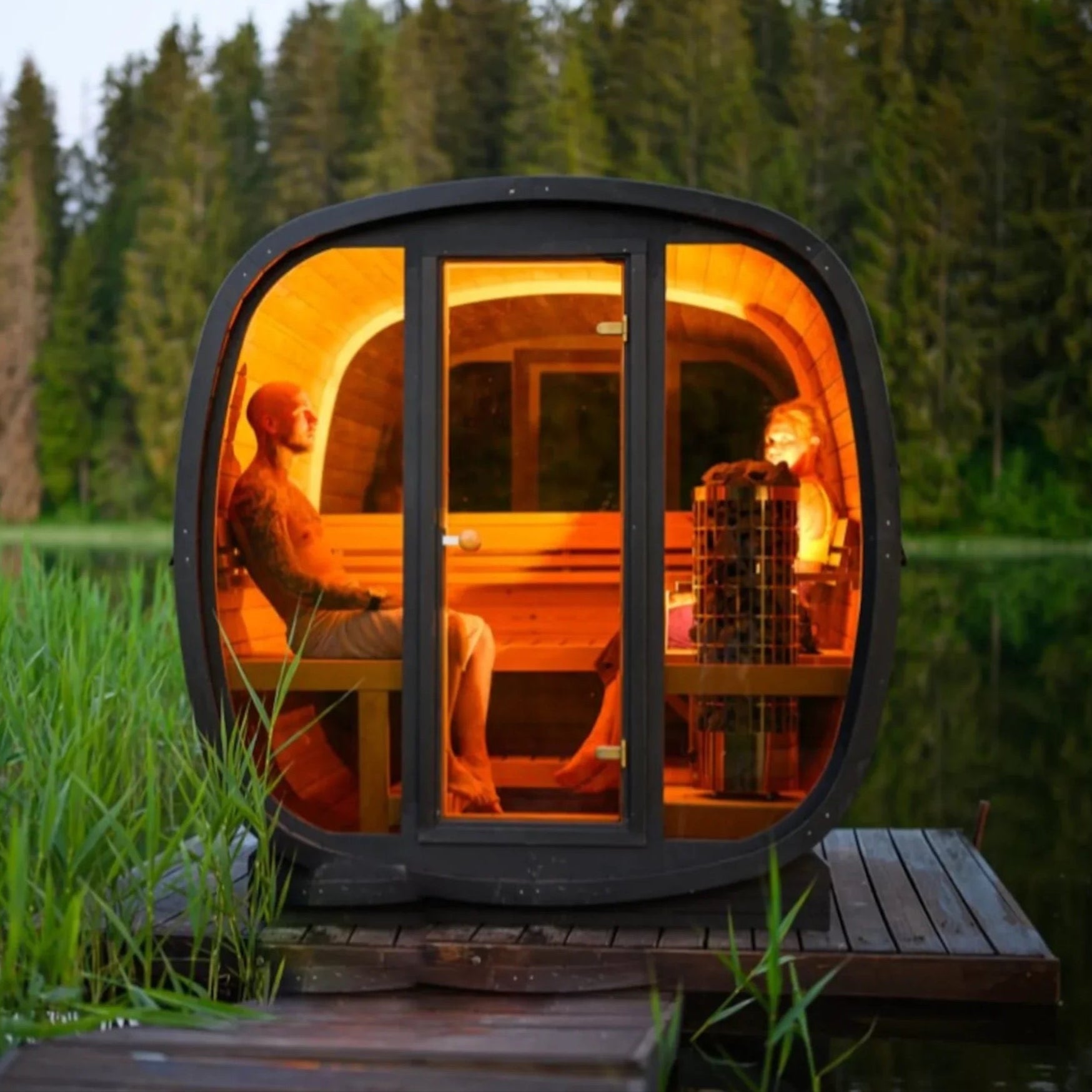 Orivon Wellness Auris Two Luxury Outdoor Cedar Sauna – 3-4 Person Outdoor Sauna Cabin