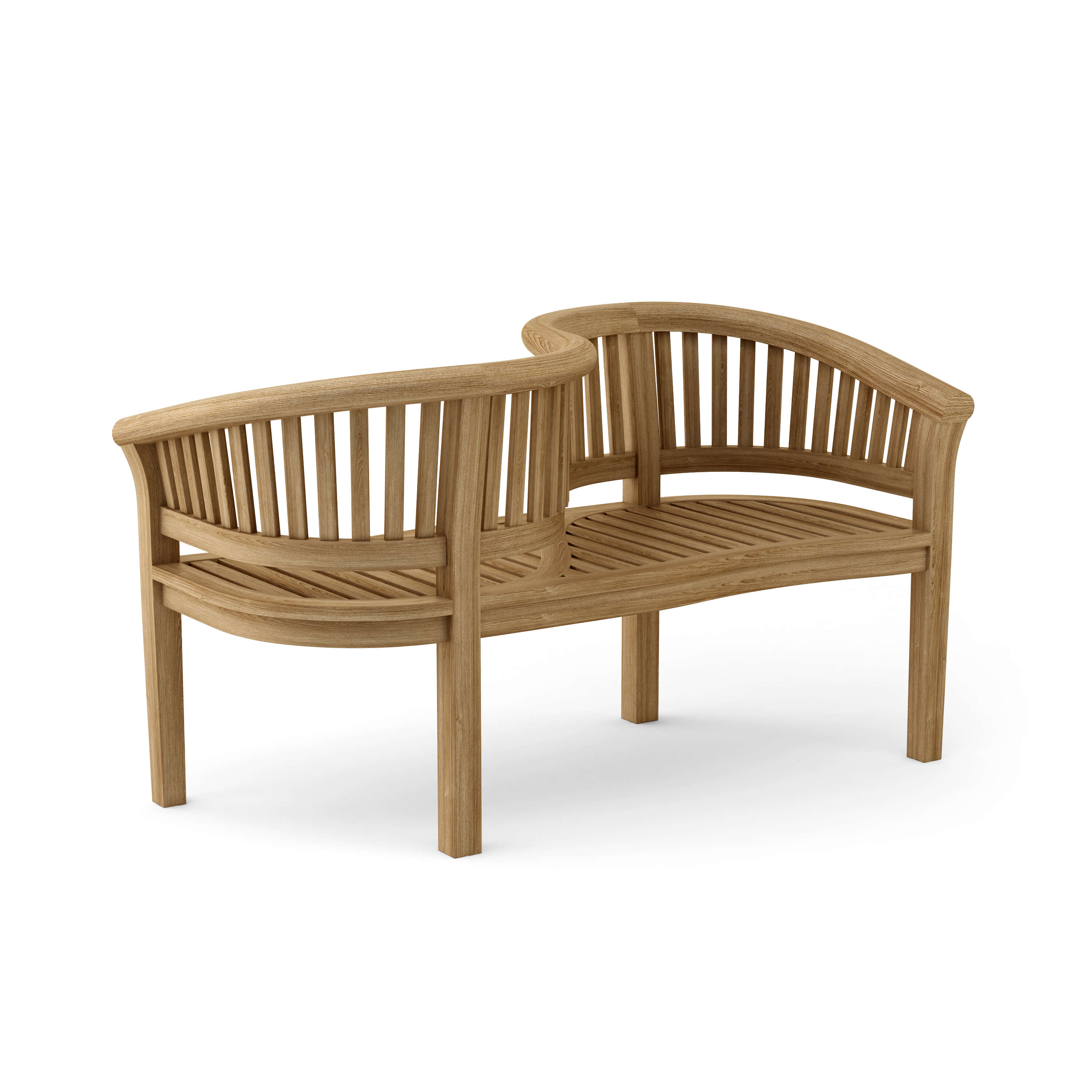 Anderson Teak Curve Love Seat Bench – Solid Teak Outdoor Peanut-Style Garden Bench