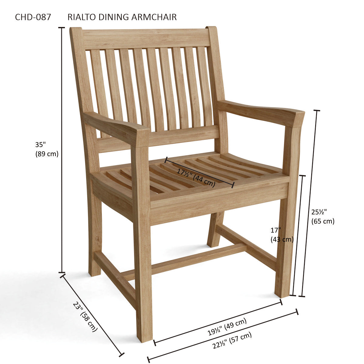 Anderson Teak Rialto Dining Armchair – Solid Teak Outdoor Dining Seating