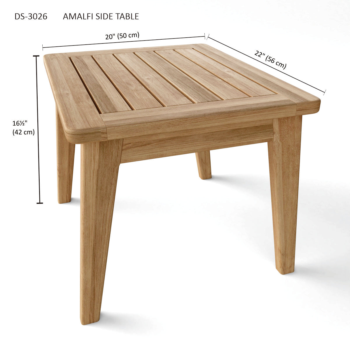 Anderson Teak Amalfi Side Table – Solid Teak Outdoor Patio End Table