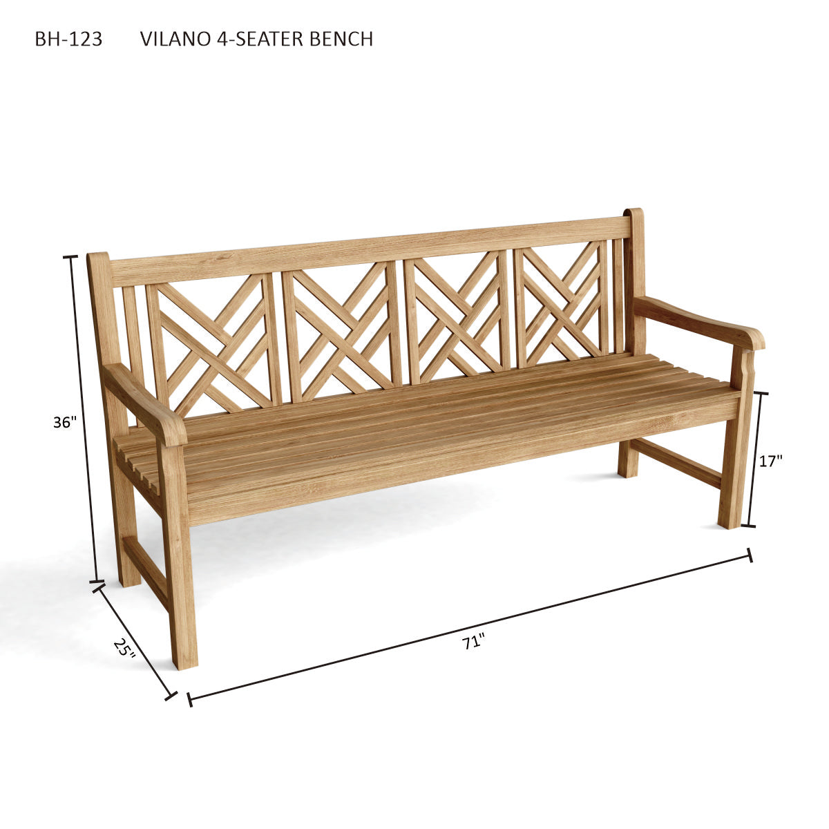 Anderson Teak Vilano 4-Seater Bench – Solid Teak Outdoor Garden Bench