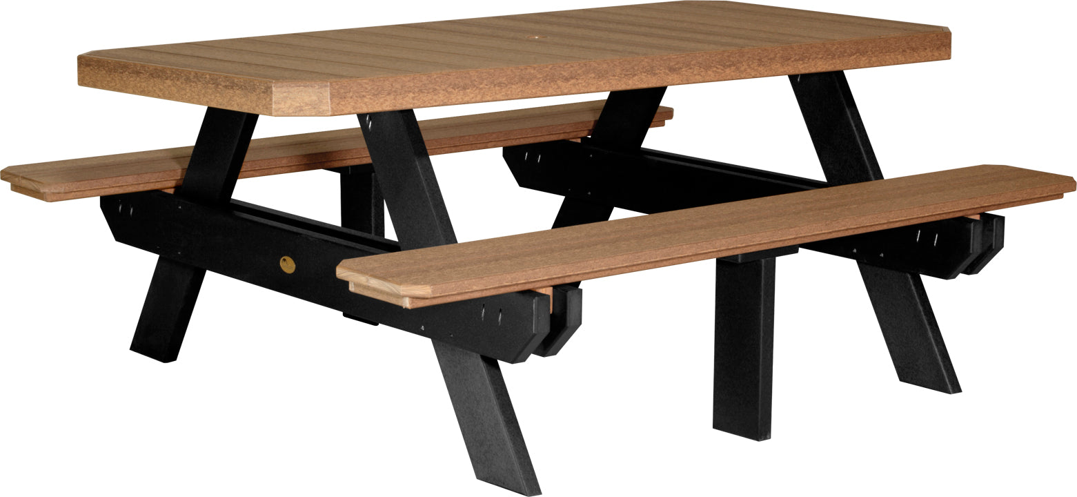 LuxCraft – 6′ Rectangular Picnic Table – Heavy-Duty Outdoor Dining Table