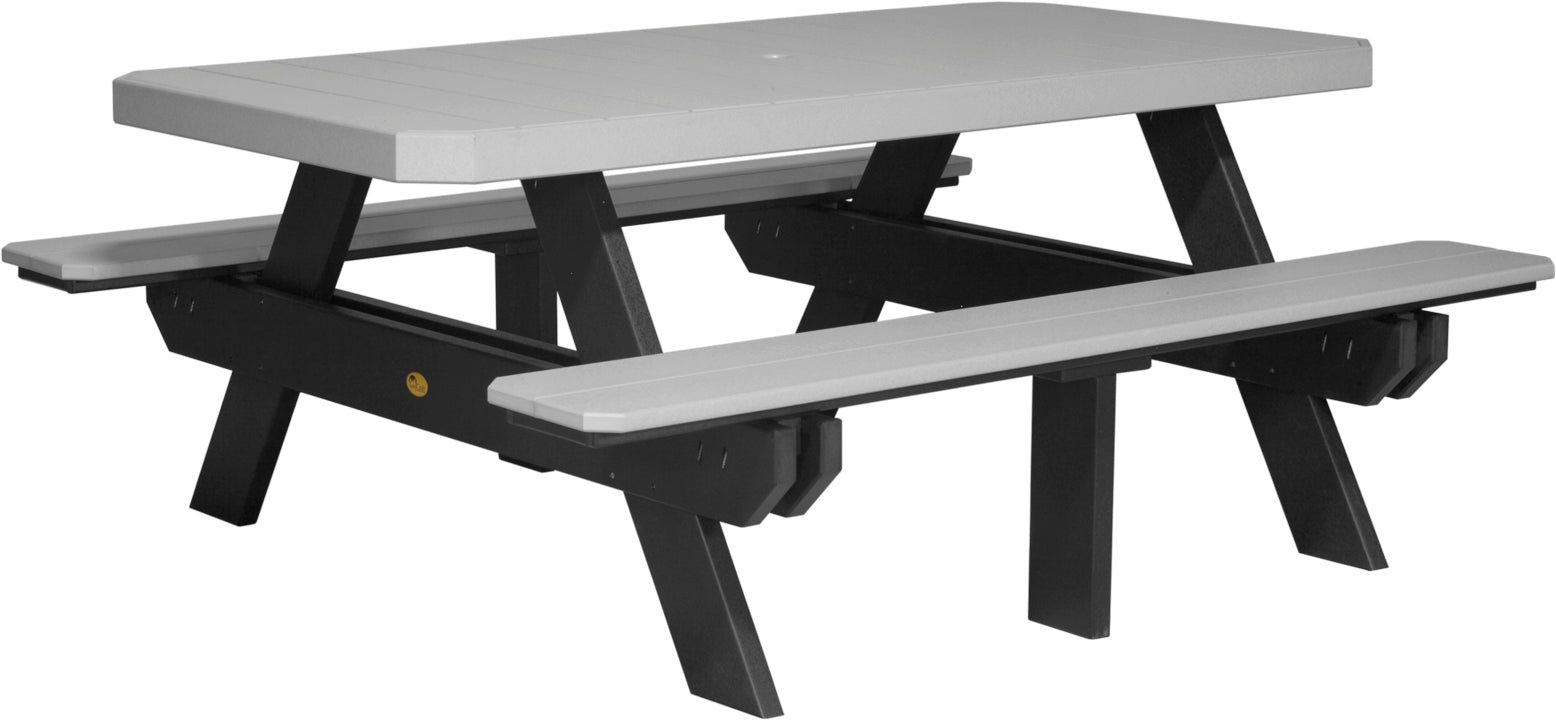 LuxCraft – 6′ Rectangular Picnic Table – Heavy-Duty Outdoor Dining Table
